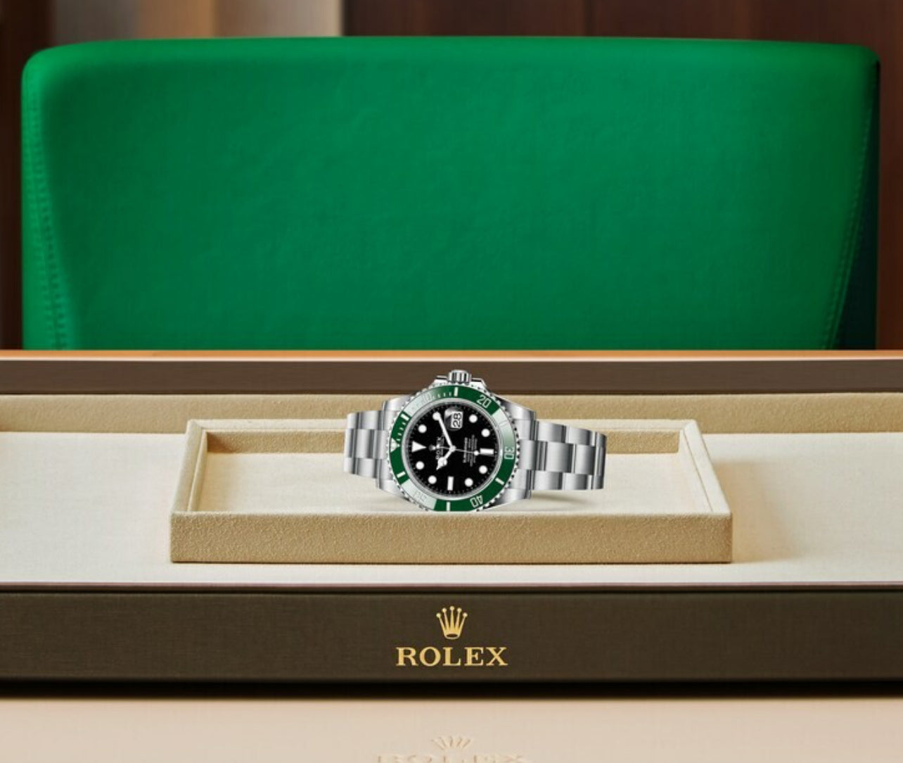 ROLEX SUBMARINER "STARBUCKS"  DATE - 41 mm - Oyster -  Edelstahl Oystersteel