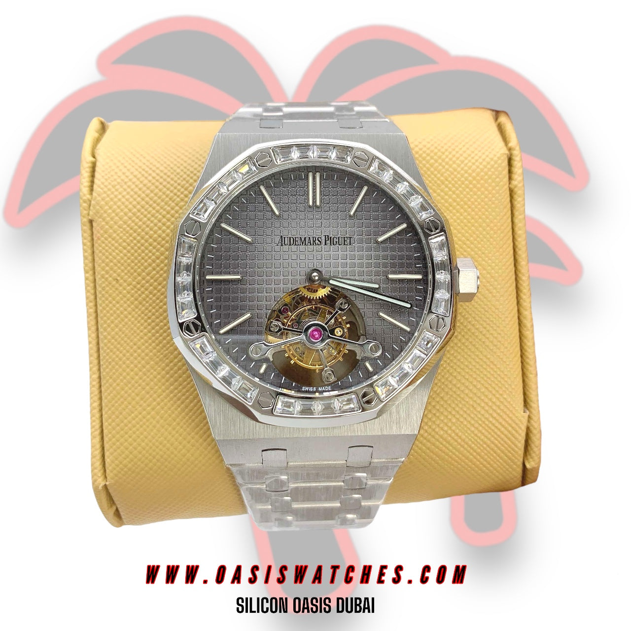 AUDEMARS PIGUET OPEN HEART WITH DIAMONDS BEZEL - GREY METALLIC