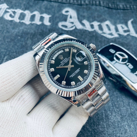 ROLEX DAYDATE BLACK DIAL WITH DIAMONDS -  U1 FACTORY