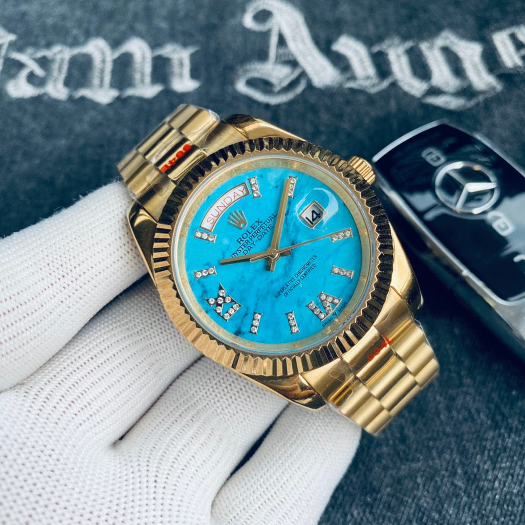 ROLEX DAYDATE TIFFANY CERAMIC FULLGOLD WITH DIAMONDS-  U1 FACTORY